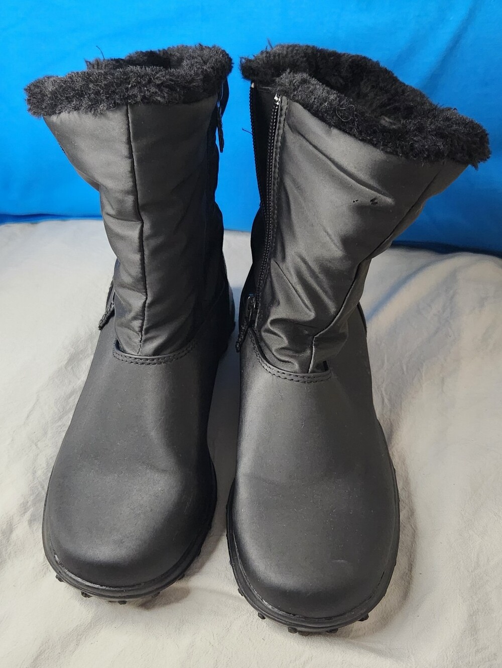 Totes All Weather Footwear Black Mid-Calf Winter Boots Zip Faux Fur Lined 6